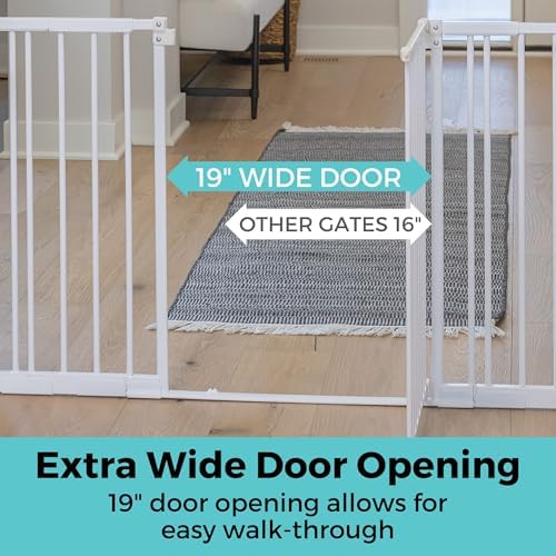 Toddleroo by North States - StepSafe Extra Wide Auto-Close Baby Gate: Pressure or Hardware Mount Metal Safety Gate with Swing Control - Adjustable 29-55 Inches Wide; 30 Inches Tall - White - Image 6