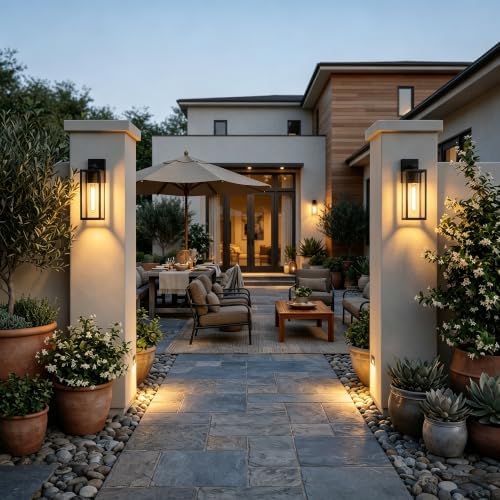 Kalium Porch Lights Outdoor Wall Light Fixture, Matte Black Wall Sconce | Toughened Frame, Clear Glass Shade, Waterproof Lanterns, for Patio, Exterior, Front, Door, Entryway - Image 2