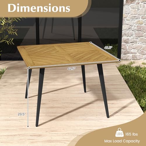 Tangkula 42.5" Acacia Wood Outdoor Dining Table for 4, Square Patio Table - Image 3