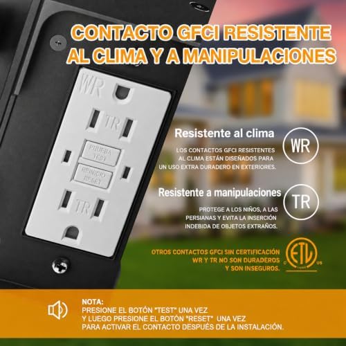 Ehaho Porch Lights with GFCI Outlet Aircraft Grade Aluminum Alloy-Black 1PC - Image 2