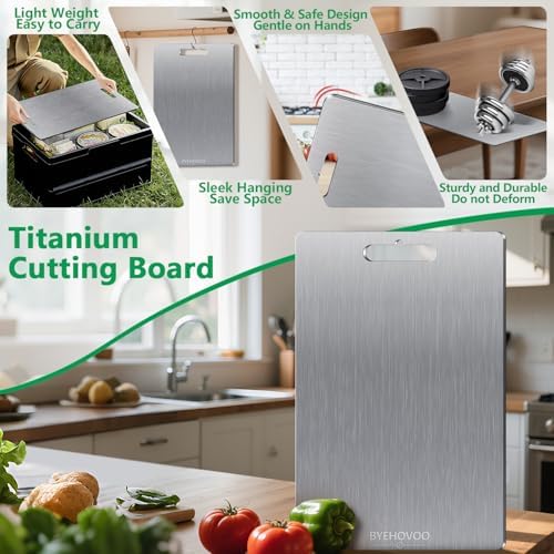 Titanium Cutting Board for Kitchen,100% Pure Titanium Cutting Board Non-Toxic Hygiene Dishwasher-Safe Food Grade Double Sided Metal Titanware Chopping Board for Meat,Fruit & Vegetables (12"L x 9"W) - Image 6