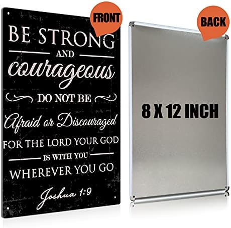 BEASTZHENG Be Strong and Courageous Tin Sign Wall Bible Verse Art Decor - Image 2