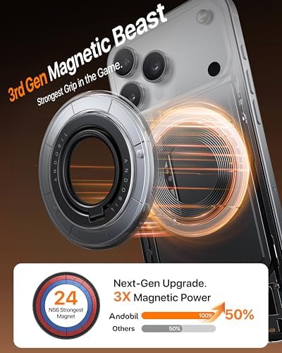 andobil 2026 3rd Gen Stability Magnetic Phone Ring Grip for MagSafe, Black - Image 2