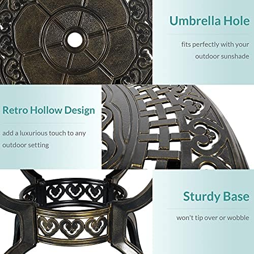 MEETWARM 5 Piece Patio Dining Set, Outdoor All-Weather Cast Aluminum Dining Table Set, Patio Furniture Set for Backyard Garden Deck, Include 4 Chairs, 4 Cushions and 1 Round Table with Umbrella Hole - Image 5