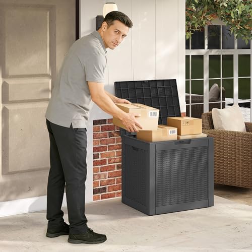 PatioZen 35 Gallon Package Delivery Boxes for Outside, Lokable Secure Resin Package Delivery Box with Lid, Weatherproof and Anti-Theft Storage for Outdoor Front Door, Porch, Curbside, House (Black) - Image 5
