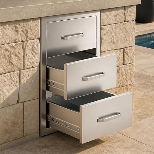 Jocisland 14-Inch Stainless Steel Outdoor Kitchen Drawer Cabinet - Image 2