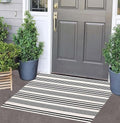 Black and White Striped Doormat 24"x35"Cotton Washable Fall Layering Rug by BUAGETUP
