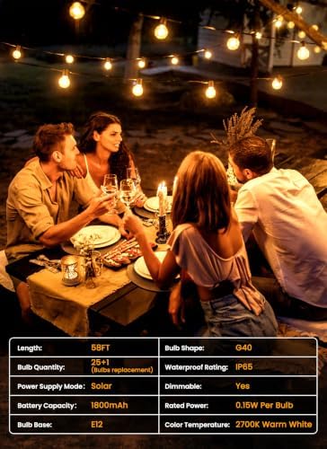 Brightown 58FT 26LED Solar String Lights Outdoor with Remote & USB Port - Image 7