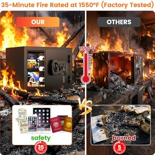 Small Fireproof Safe Box | 1800℉ 35-Min Real Test Fire Safe | 1.2 Cuft Safe - Image 2