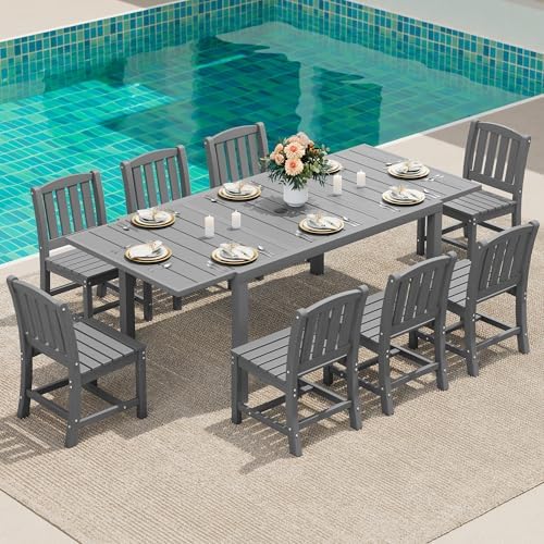 SERWALL Outdoor Patio Dining Set for 8, Grey by SERWALL