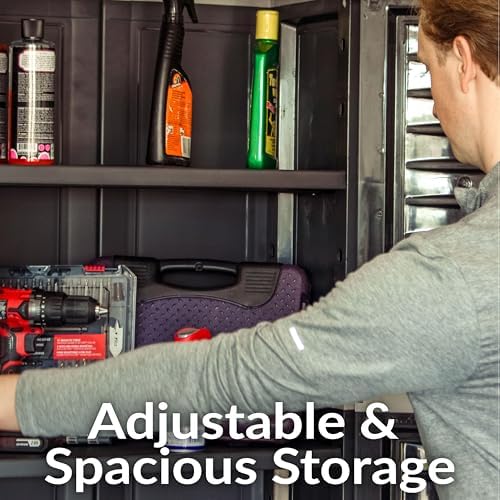 Sunnydaze 57" Garage Storage Cabinet with Doors & Shelves, Charcoal - Image 3