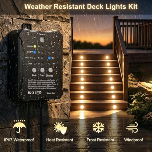 LED Deck Lights with Timer & Photocell, 36 Pack IP67 Waterproof Kit - Image 4