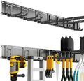 Garage Tool Organizer Wall Mount, 48 Inch Heavy Duty Garden Tool Organizer Storage System, Easy Install with 7 Adjustable Hooks, for Garage, Basement, Shed, Workshop, Black, Steel by CRXCRC
