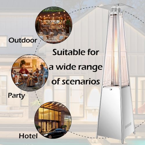 Vivicreate 42,000 BTU Pyramid Patio Heater, 88-Inch Outdoor Propane Heater with Quartz Glass Flame Tube and Cover, Freestanding Heater for Patio, Deck and Backyard - Image 6