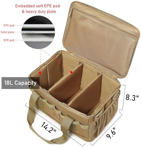 Tactical Camping Storage Bag 18L Utility Tote Bag Camp Kitchen and Trunk Organizer (Khaki) - Image 2