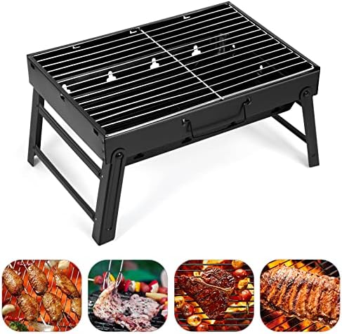 Barbecue Grill, Charcoal Grill Folding Portable Lightweight Barbecue Grill Tools for Outdoor Grilling Cooking Camping Hiking Picnics Tailgating Backpacking Party (Medium) by AGM
