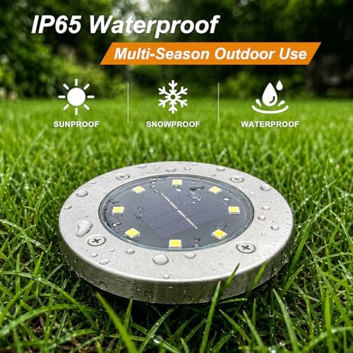 OULONGER 4.6inch Solar Ground Lights, Garden Solar Outdoor Waterproof Pathway Bright In-Ground Landscape Lights for Patio, Lawn, Yard, Driveway, Step and Walkway(White Light 10Packs) - Image 4