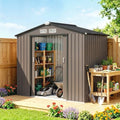 Outsunny 7' x 4' Outdoor Storage Shed Garden Tool Metal Shed Brown by Outsunny
