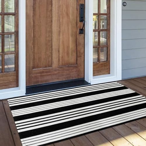 Black and White Outdoor Rug 24"x51" Fall Door Mat Welcome Mats Porch Rugs - Image 2