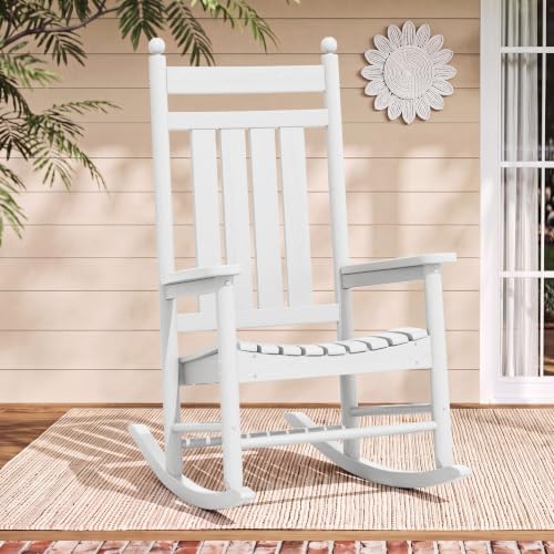 SERWALL Rocking Chair Outdoor, Comfortable Rocker for Adults, White by SERWALL
