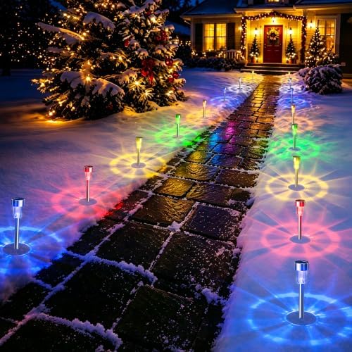 GIGALUMI Solar Christmas Lights Outdoor, Multicolor Pathway Lights 20 Pack - Image 2