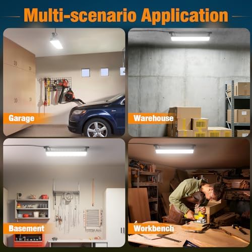 100W Led Shop Lights, 11000LM Shop Light for Workshop, IP66 Waterproof Garage Lights with Plug, 4.92ft Power Cord And On/Off Switch, 6500K Super Bright Led Work Light for Yard, Shop, Warehouse, 2 Pack - Image 7