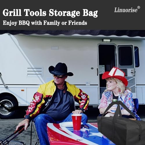 BBQ Tools Storage Bag, Grill Accessory Storage, Grilling Tools Storage, Tools Storage for Grill Utensil,Carry Bag for Outdoor Camping Barbecue, Extra Large Capacity, Can Hold BBQ Tools up to 24" - Image 2