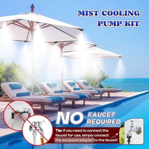 Moongiantgo Outdoor Misting Cooling System with Pump Kit, 82ft Pipe - Image 3