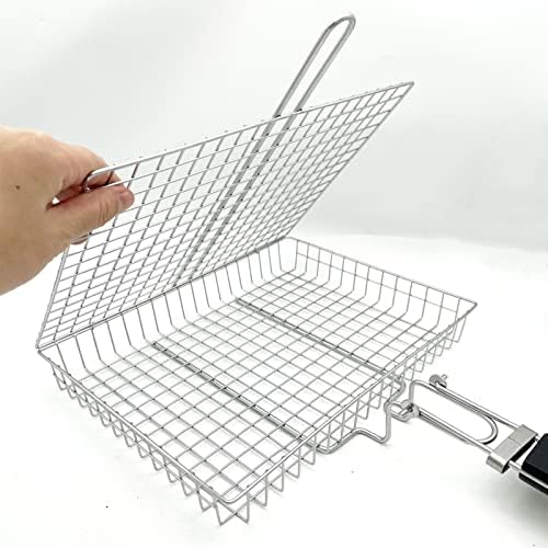 Large Capacity Barbeque Grill Basket With Brush BBQ Tong Deeper Grilling Rack Havy Duty Stainless Steel BBQ Accessories Set - Image 5