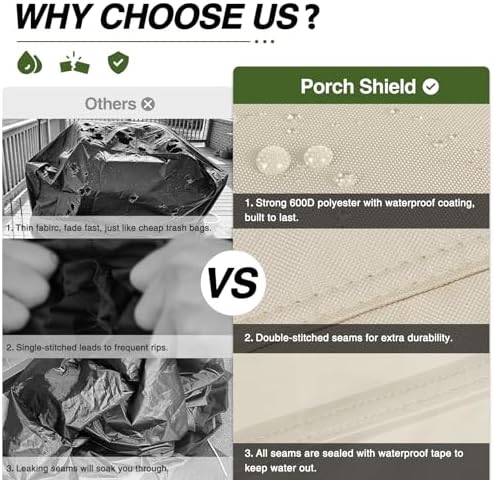 Porch Shield Waterproof Outdoor BBQ Grill Cover 64 inch, Light Tan - Image 3