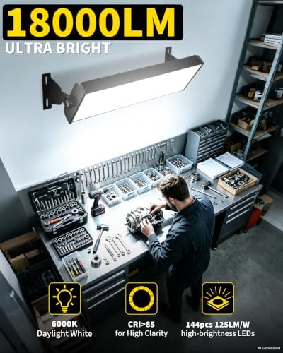 150W 18000LM Shop Light Bay Lighting, IP66 for Garage Workshop, 2 Pack - Image 7