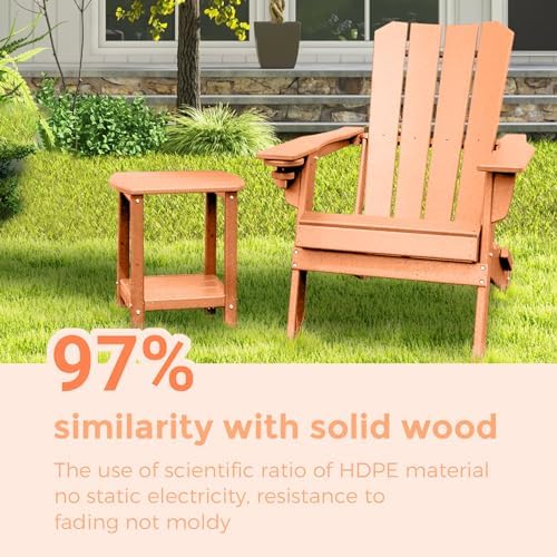 Adirondack Square Outdoor Side Table,2-Tier Storage Patio Side Table, HDPE End Tables for Backyard Pool Porch Garden Lawn - Image 5