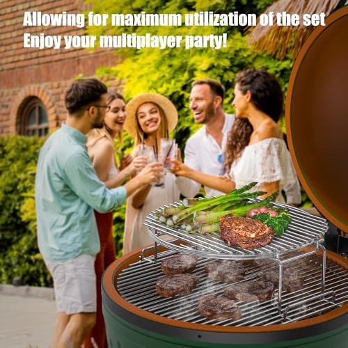 BBQ-PLUS Expander Rack Replacement Kit for XL Big Green Egg,Heavy Duty Stainless Steel 3 Tier 5 Piece Grill Basket Accessories with Removable Cooking Rack System Large - Image 7