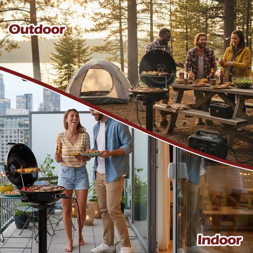 Electric Grill Outdoor, CUSIMAX Electric BBQ Grill, Portable BBQ with Lid - Image 6