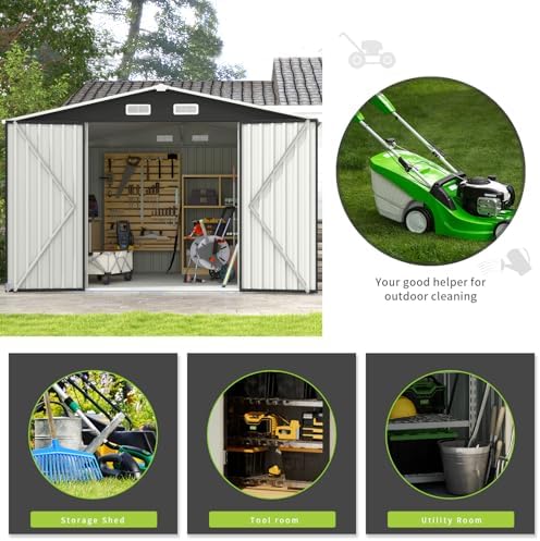 Aoxun 10 x 8FT Outdoor Storage Shed with Double Hinged Large Door, Black - Image 4