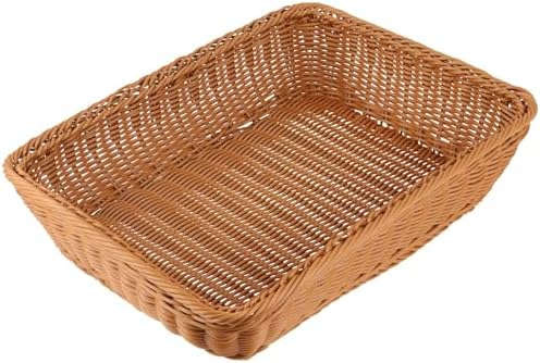 4 Pack 11.8 Inches Poly Wicker Woven Bread Baskets, Imitation Rattan Baskets, Poly Woven Baskets for Fruit, Food, Vegetables2 - Image 5