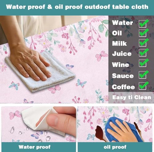 Butterfly Picnic Table Cover with Bench Covers, Camping Essentials, Flower Leaf Plant Waterproof Windproof Table Cover, Fitted Tablecloth Cover with Elastic Edge, for Indoor & Outdoor 3 PCS 30x60 Inch - Image 5