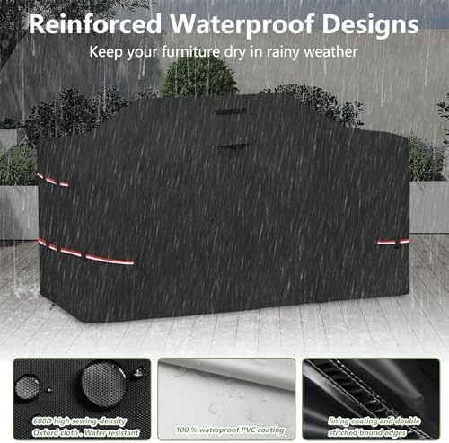 78 Inch Island Grill Cover - 600D Heavy Duty Waterproof All Weather Protection Outdoor Cover,Black - Image 5