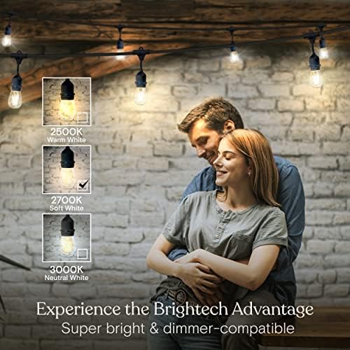 Brightech Ambience Pro LED Outdoor String Lights - Commercial Grade Waterproof Patio Lights with 48 Ft Dimmable Edison Bulbs, Porch String Lights for Patio, Backyard - 15 Bulbs 2W Soft White - Image 4