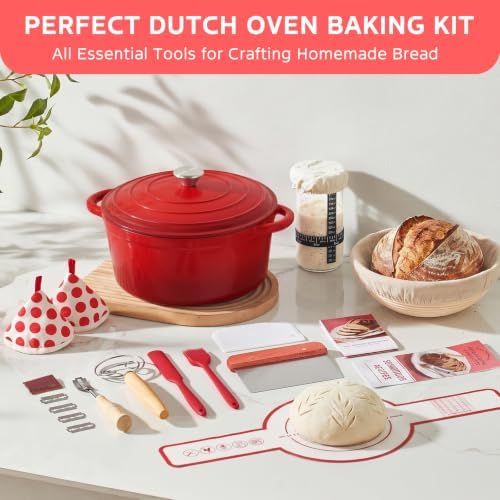 Sourdough Starter Kit with Enamel Cast Iron Pot 6.5 QT for Bread Baking - Image 2