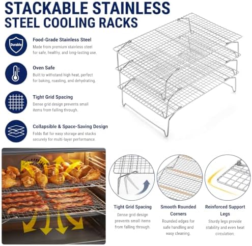 E-far Cooling Rack 15”x10”, 2-Tier Collapsible for Cooking and Baking - Image 3