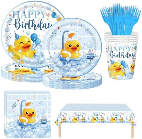 121PCS Duck Birthday Decorations Party Supplies for 24 Guests by Unknown