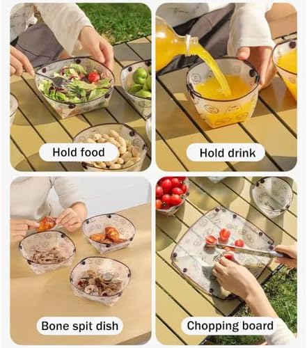 MIUPOO Collapsible Bowl Plate Cup Set,Portable Mess Kit,Food Grade Material Free Folding Plate for Lunch Family Picnic,Collapsible Set of 6, 3 Sizes - Image 6