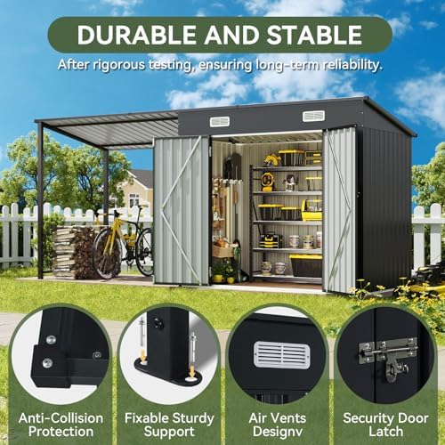 Aoxun 5.6x3.5FT Outdoor Storage Shed & Hardtop Gazebo Combo - Image 3