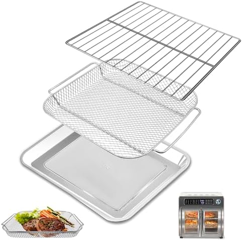 GWY Baking Tray Basket Wire Rack Set for Emeril Lagasse 26 QT Convection Toaster Oven Extra Large Air Fryer With French Doors Tray Set Accessories Grill Plate Crisper Plate Replacement Parts by GWY