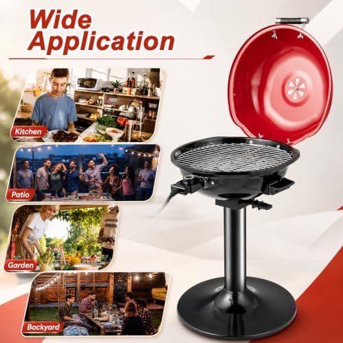 HAPPYGRILL 1600W Electric Grill Outdoor w/Non-Stick Grate, Removable Stand - Image 3