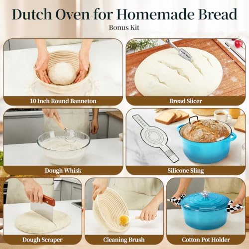 Enameled Cast Iron Dutch Oven pot 6.5 QT with Lid for Bread Baking - Image 4