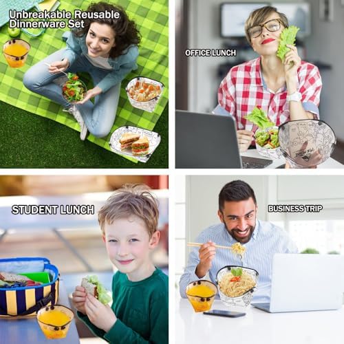 MIUPOO Collapsible Bowl Plate Cup Set,Portable Mess Kit,Food Grade Material Free Folding Plate for Lunch Family Picnic,Collapsible Set of 6, 3 Sizes - Image 5