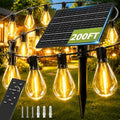 200FT Solar String Lights Outdoor, Dimmable Patio Lights Solar Powered with Remote & USB Port 72+2 LED Shatterproof Bulbs 3 Light Modes, Waterproof Solar Light for Camping Backyard Garden by Unknown