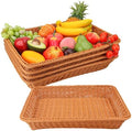 5 PCS 17.7 Inch Poly Wicker Bread Basket, Premium Large Wicker Basket, Woven Pantry Organizer, Rectangular Fruit Baskets, Bread Baskets for Serving, Restaurant, Home, Kitchen by Geytetqi